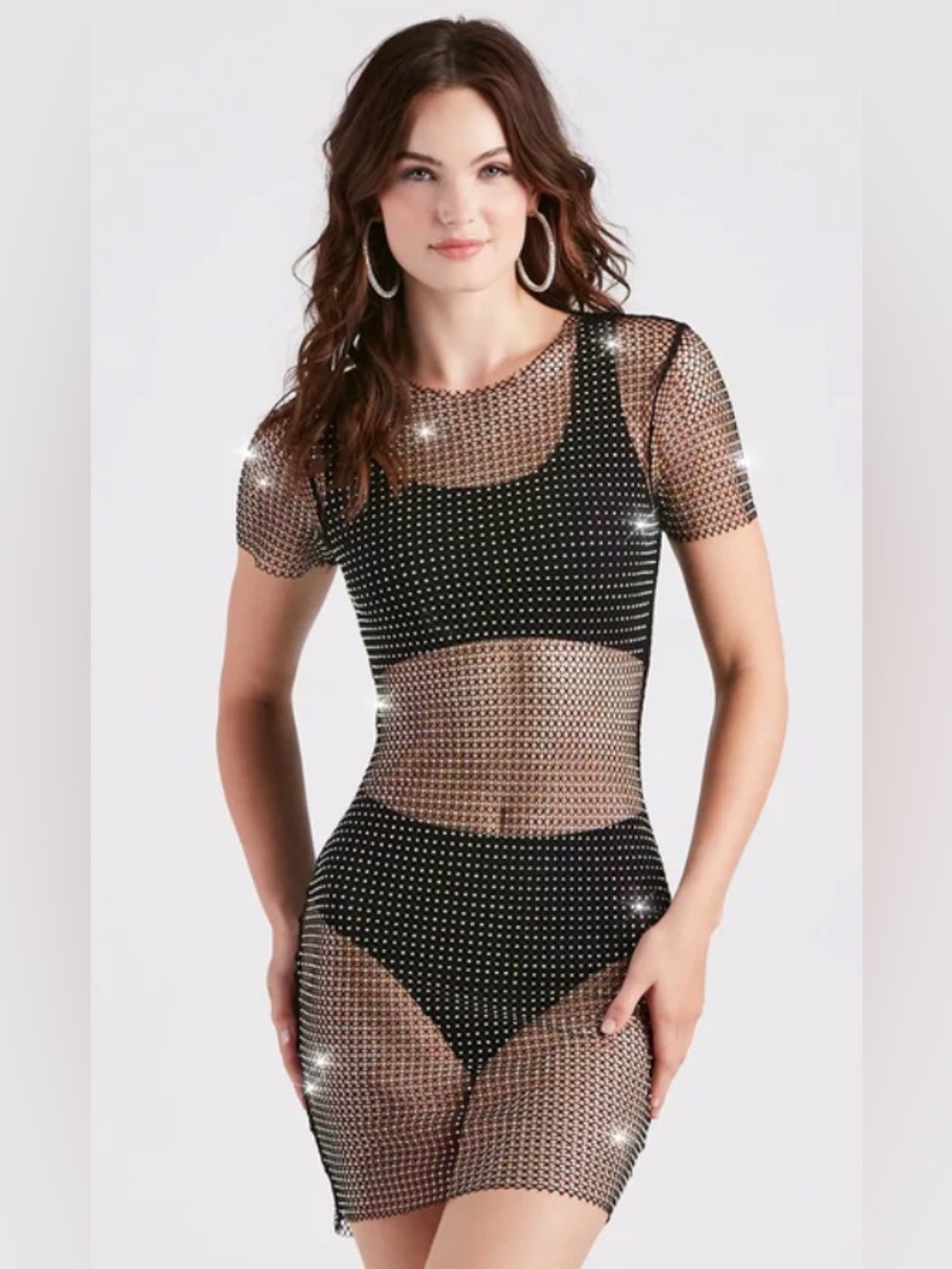 Iris Rhinestone Fishnet Slip Dress